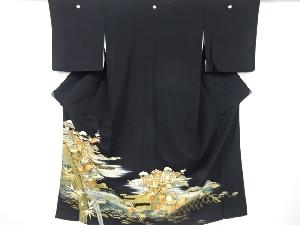 リサイクル　ヱ霞に松竹梅模様刺繍留袖(比翼付き)